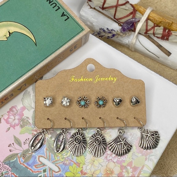 6pc Set Boho Beach Vibes Dangle + Stud Earrings - Picture 13 of 13